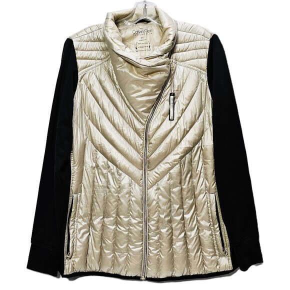 ✨ Calvin Klein Performance Jacket – Women’s 1X, Light Gold Bodice & Black Knit S - Picture 1 of 15
